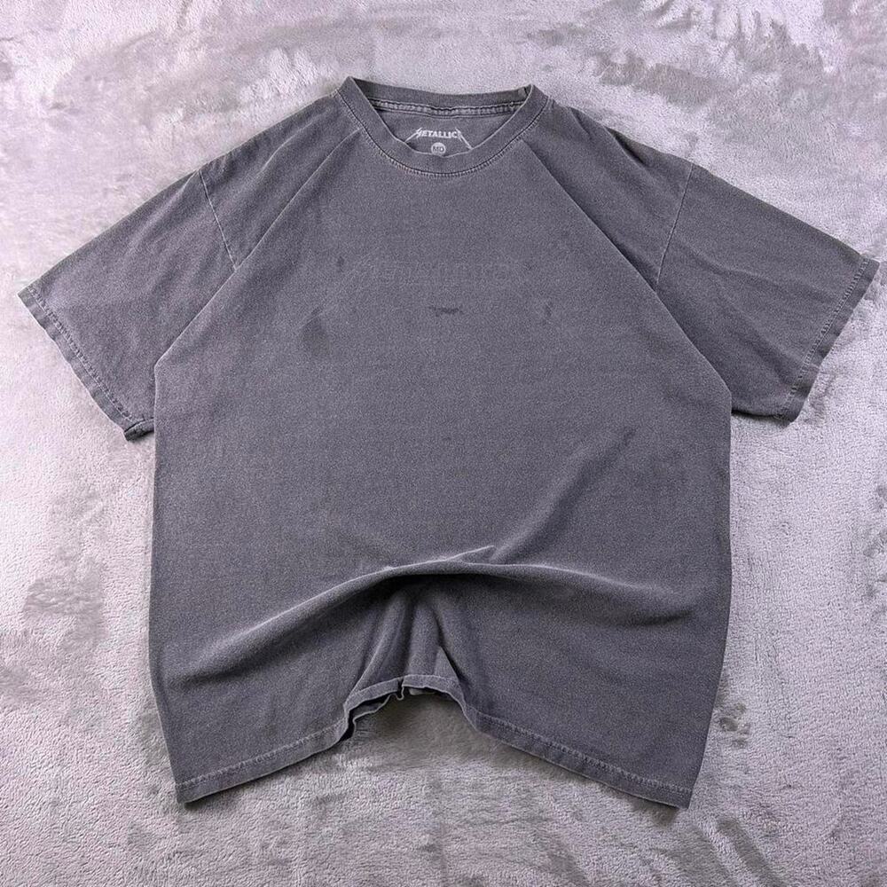 Metallica T-Shirt Mens Medium Faded Gray Album Graphics Back Print Band Tee